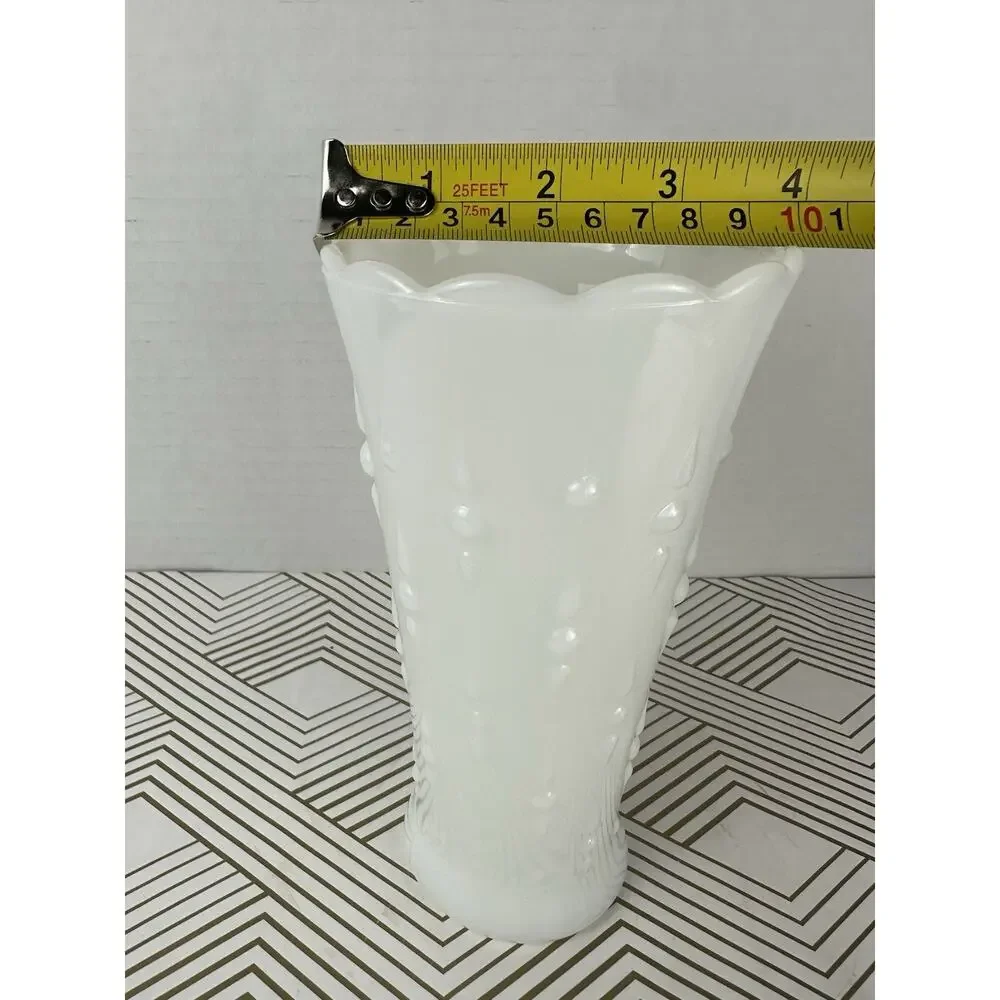 Vintage White Milk Glass Vase Hobnail Bud Vase Scalloped Edge MCM